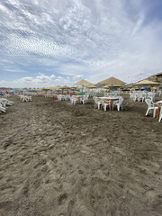 Empty seats at the beach of al hoceima