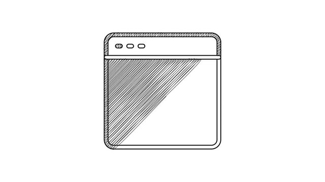 Black line Browser window icon isolated on white background. 4K Video motion graphic animation