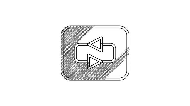Black line Repeat button icon isolated on white background. 4K Video motion graphic animation