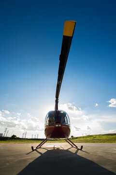 helicopter in the blue sky