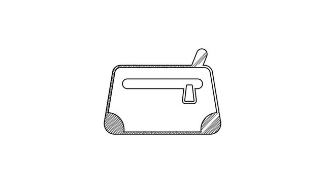 Black line Cosmetic bag icon isolated on white background. 4K Video motion graphic animation
