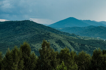 Sunset view of the mountains from the observation deck on Mount Tugaya