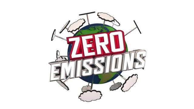 Zero Emissions Earth Reduce Carbon Dioxide Pollution CO2 Promise Pledge 3d Animation