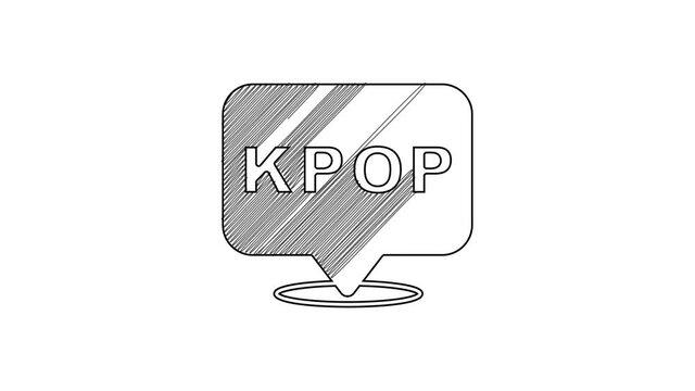 Black line K-pop icon isolated on white background. Korean popular music style. 4K Video motion graphic animation