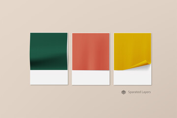 Realistic fabric color swatches card with nude earthy color for branding presentation. Changeable color