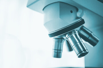 close-up Microscope for laboratory research. Photo of a medical microscope and equipment,Scientific and healthcare research