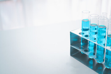 scientific Chemistry glassware for research in laboratory, medicine microbiology or biotechnology...