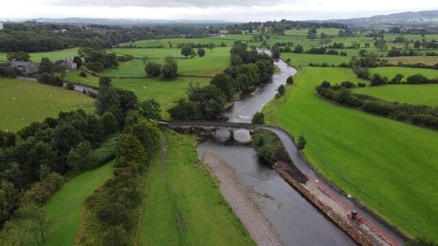 Edisford Bridge,Clitheroe England aerial footage 4k