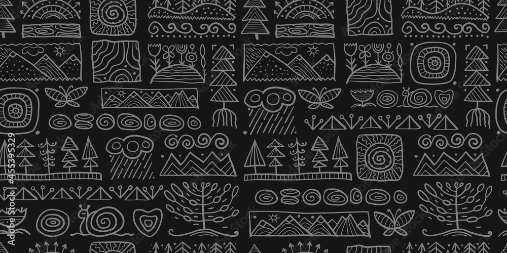 Poster abstract nature seamless pattern for your design. ethnic ornament style
