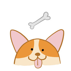 Corgi dog face. Funny Puppy. Sketch for your design