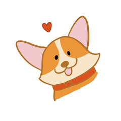 Corgi dog face. Funny Puppy. Sketch for your design