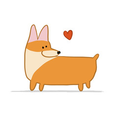 Corgi dog. Funny Puppy. Sketch for your design