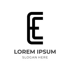 initial E logo concept with line black color style