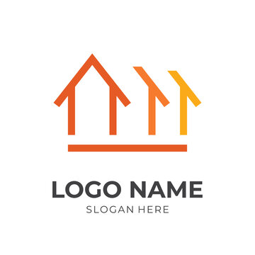 home logo vector with line orange and yellow color style