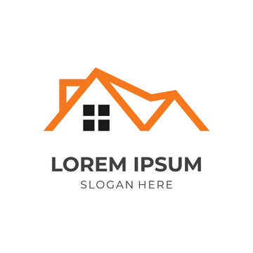 home logo design with line black and orange color style