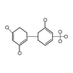 two hexagons connected by a line to a circle