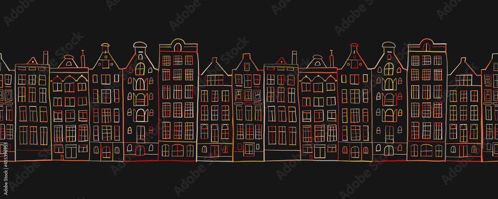 Poster architectural cityscape background. seamless pattern for your design