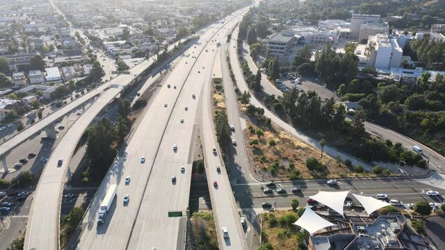 Glendale California Freeway drone 4k view.