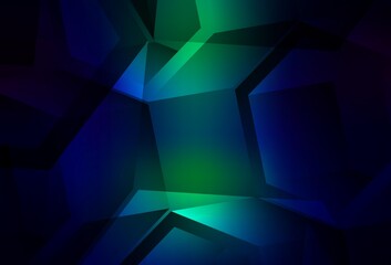 Obraz premium Dark Blue, Green vector background with triangles, cubes.