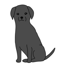 おすわりをする黒いラブラドールレトリーバーのイラスト