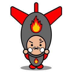 Fototapeta premium cartoon doodle vector cute character nuclear bomb mascot costume with annoyed expression