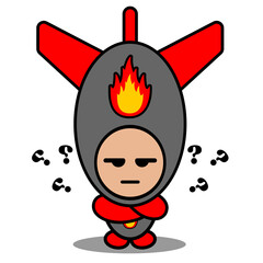 cartoon doodle vector cute character nuclear bomb mascot costume with confused expression