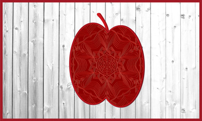 3d multilayer apple mandala art illustration graphic. red fruit, realistic, beautiful, nice, home...