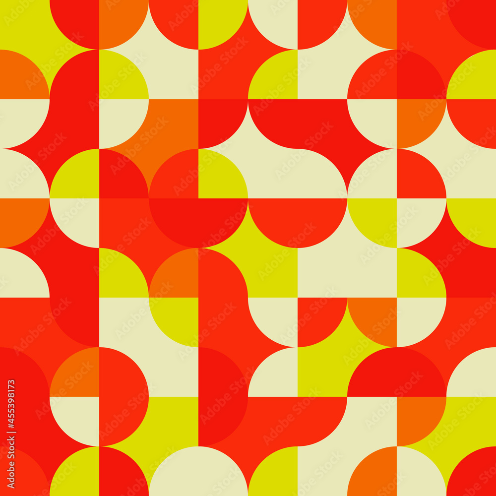 Poster citrus quarters pattern. circle geometric shapes pattern with red, orange, yellow colors. abstract d