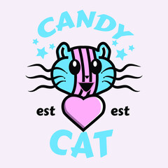 Fototapeta na wymiar cute cat logo with style for candy logo