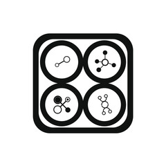 four kinds of molecules in the circle that are in the box