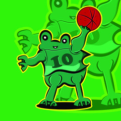 illustration of a frog playing basketball