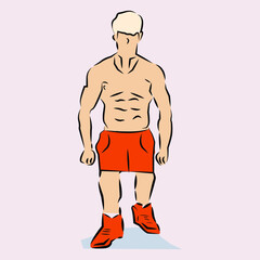 Fototapeta premium illustration of a boy having a good body and a six pack