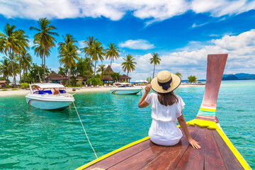 Woman on boat in Thailand
