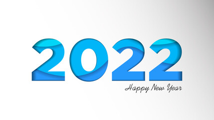 Happy New Year 2022 Background Template. Holiday Vector Illustration of Paper Cut Numbers 2022. 2022 Paper Cut Background Festive Poster or Banner Design