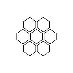 several overlapping black outline hexagons
