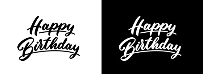Happy Birthday handwritten calligraphic text. Vector greeting lettering for banner, card, and poster design. Holiday typography.