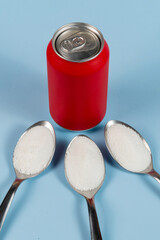 comparison of the amount of sugar in a can of soda