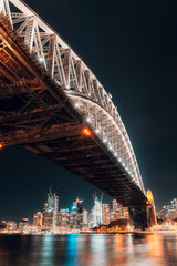 city harbour bridge at night