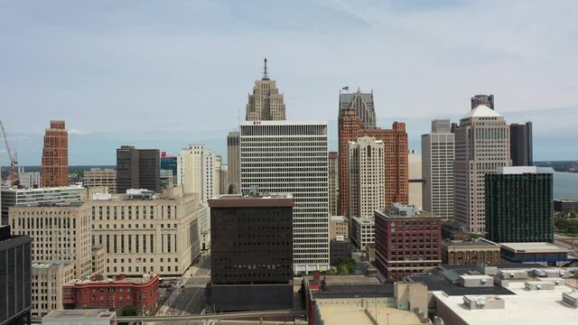 Downtown Detroit 4K Drone video