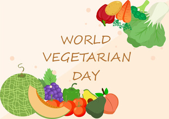 World Vegetarian Day Cute Cartoon Vector Illustration of Various Types of Vegetables or Fruits Such as Broccoli, Carrots, Tomatoes and Others for Maintain Health