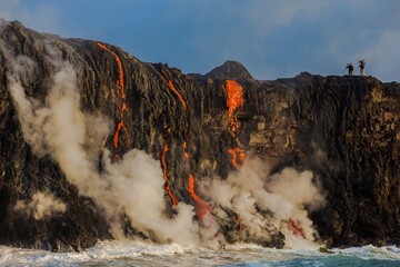 Kilauea Volcano lava flow ocean entry, Kalapana Big Island, Hawaii