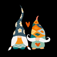Couple of Garden gnomes. Fairytale character for your design