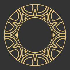 Circular decorative gold frame.