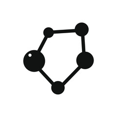 an inverted pentagon with several circles attached