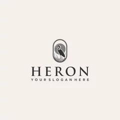 Foto op Plexiglas minimalist HERON oval heron grass logo design © LogoKerens