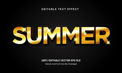 Obraz premium Gold 3D Summer Shine Editable Text Effect, Editable Font Style Theme