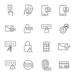 Password icons set. Password pack symbol vector elements for infographic web