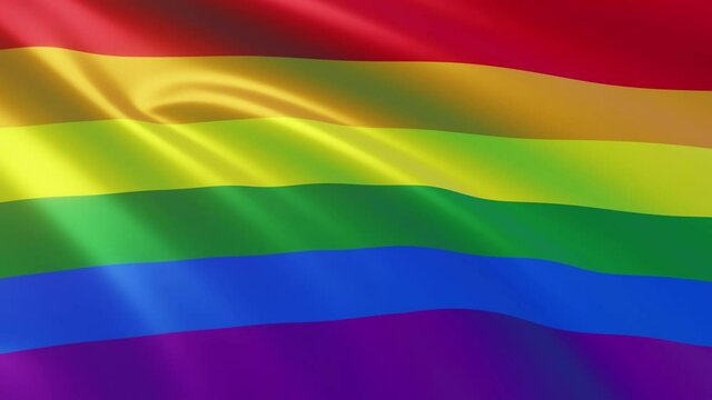 
LGBTQ pride flag waving in wind. Realistic Gay Flag background.
 International Day Against Homophobia. Background with rainbow colors.3D animation.
