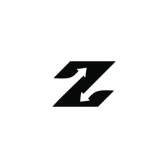 letter Z with arrows abstract. vector illustration of letter Z with 2 arrows negative space concept