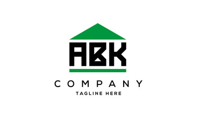ABK three letter house for real estate logo design